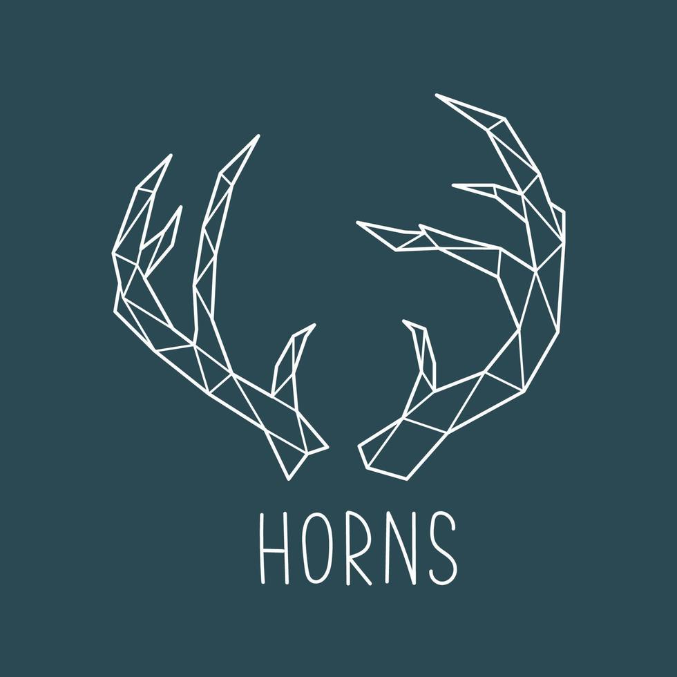 Polygonal deer horns illustration. vector