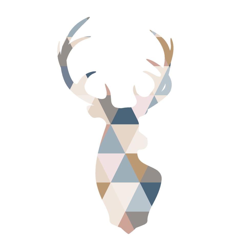 Scandinavian deer illustration in patchwork style. vector