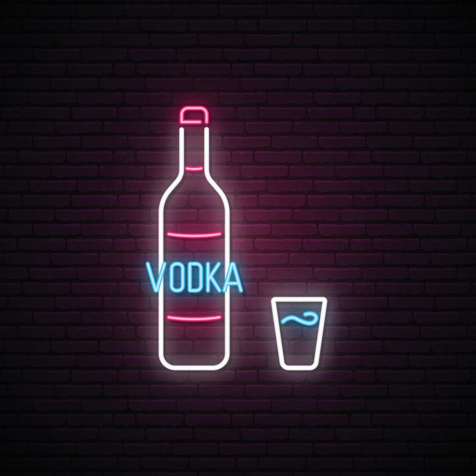 letrero de neón de vodka. vector