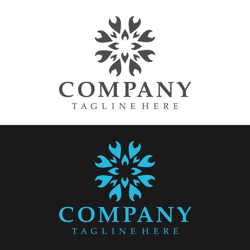 Wrench design logo, for machine repair workshop industry vector