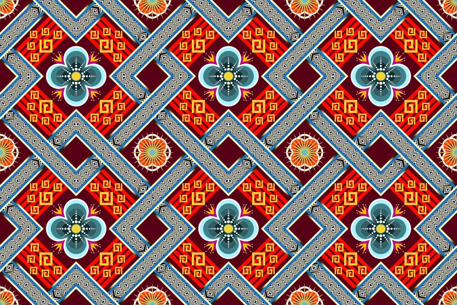 Geometric ethnic oriental ikat pattern traditional Design for background,carpet,wallpaper,clothing,wrapping,Batik,fabric,Vector illustration.embroidery style,Seamless pattern vector