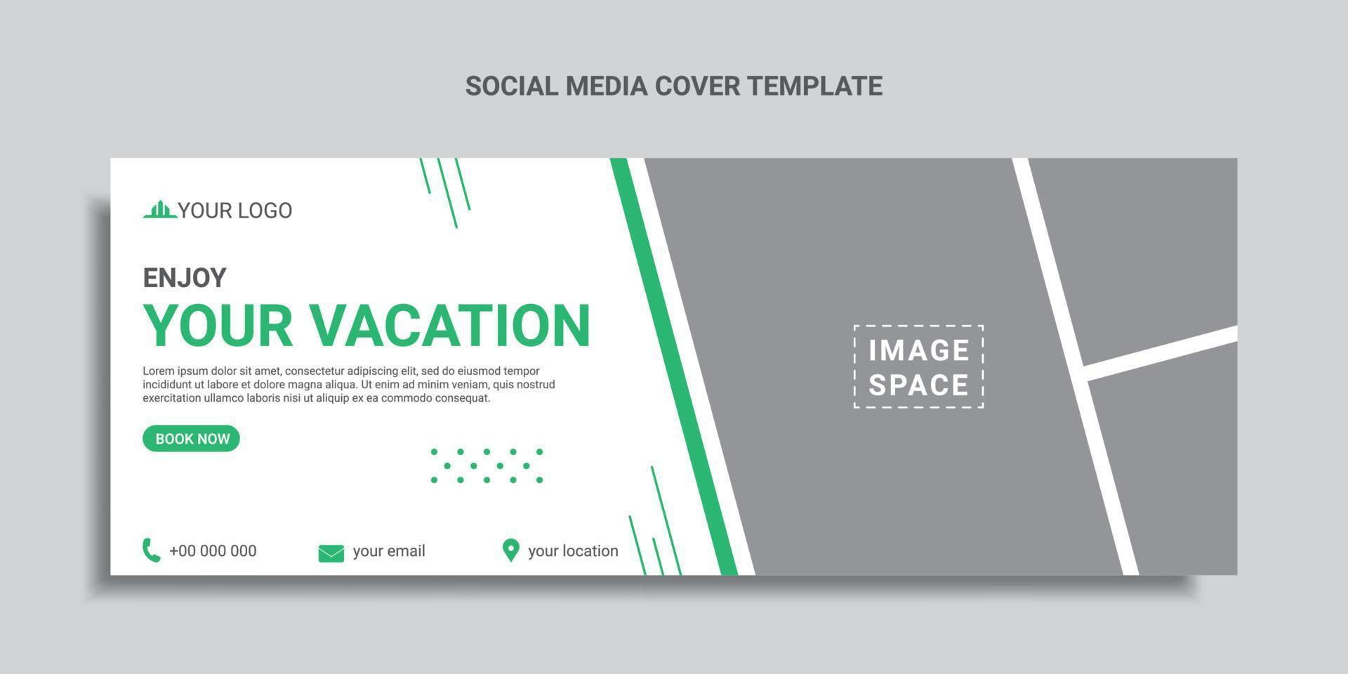 travel social media cover design or web banner with geometric shape vector