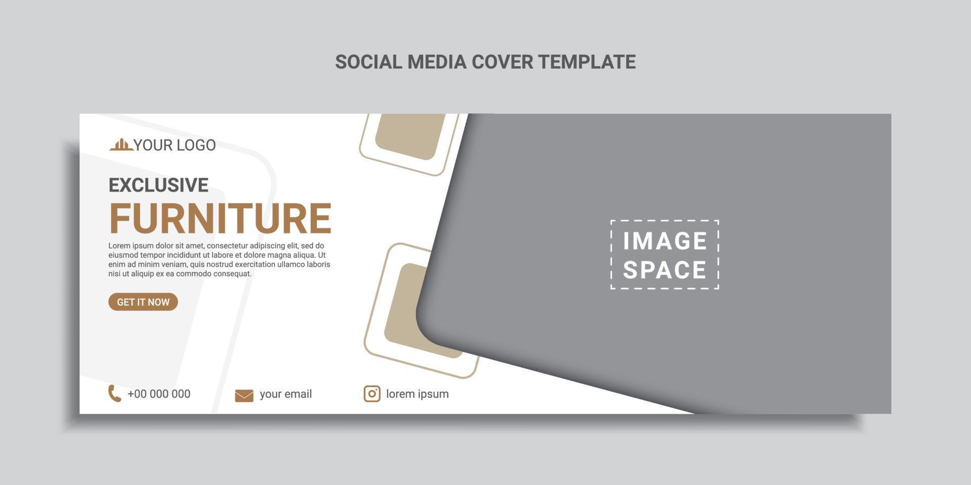 furniture sale social media cover design or web banner vector