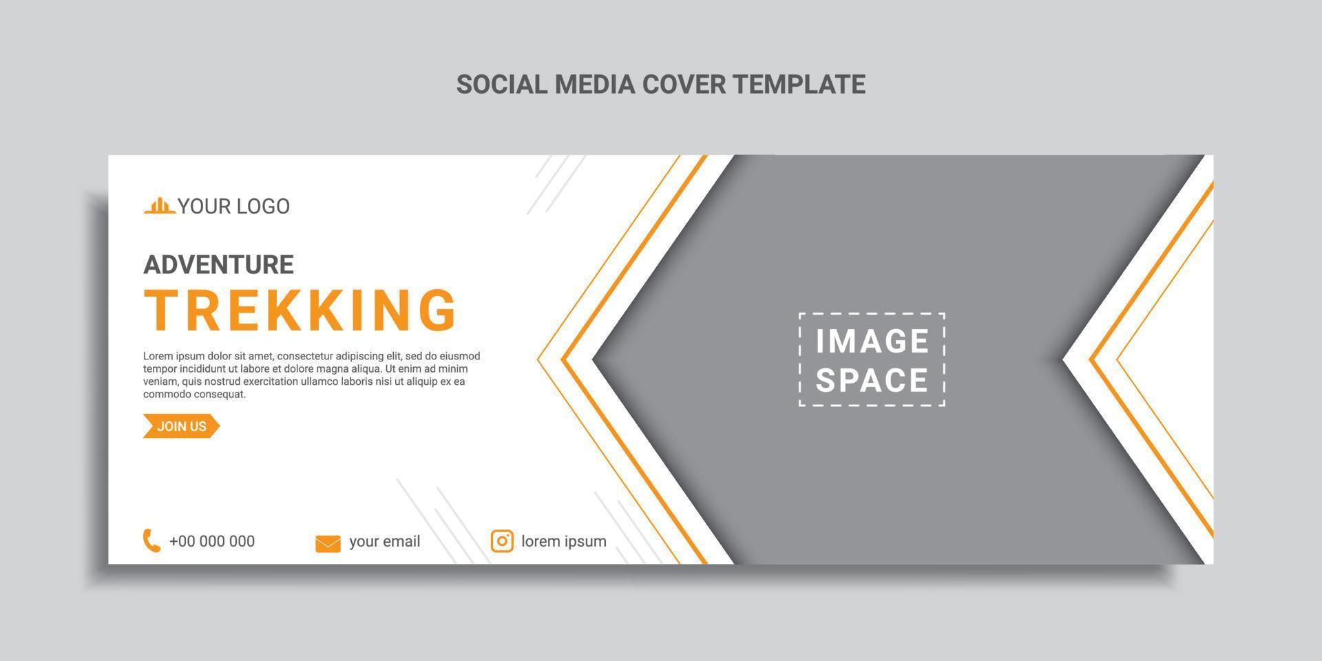 adventure trekking social media cover design or web banner vector