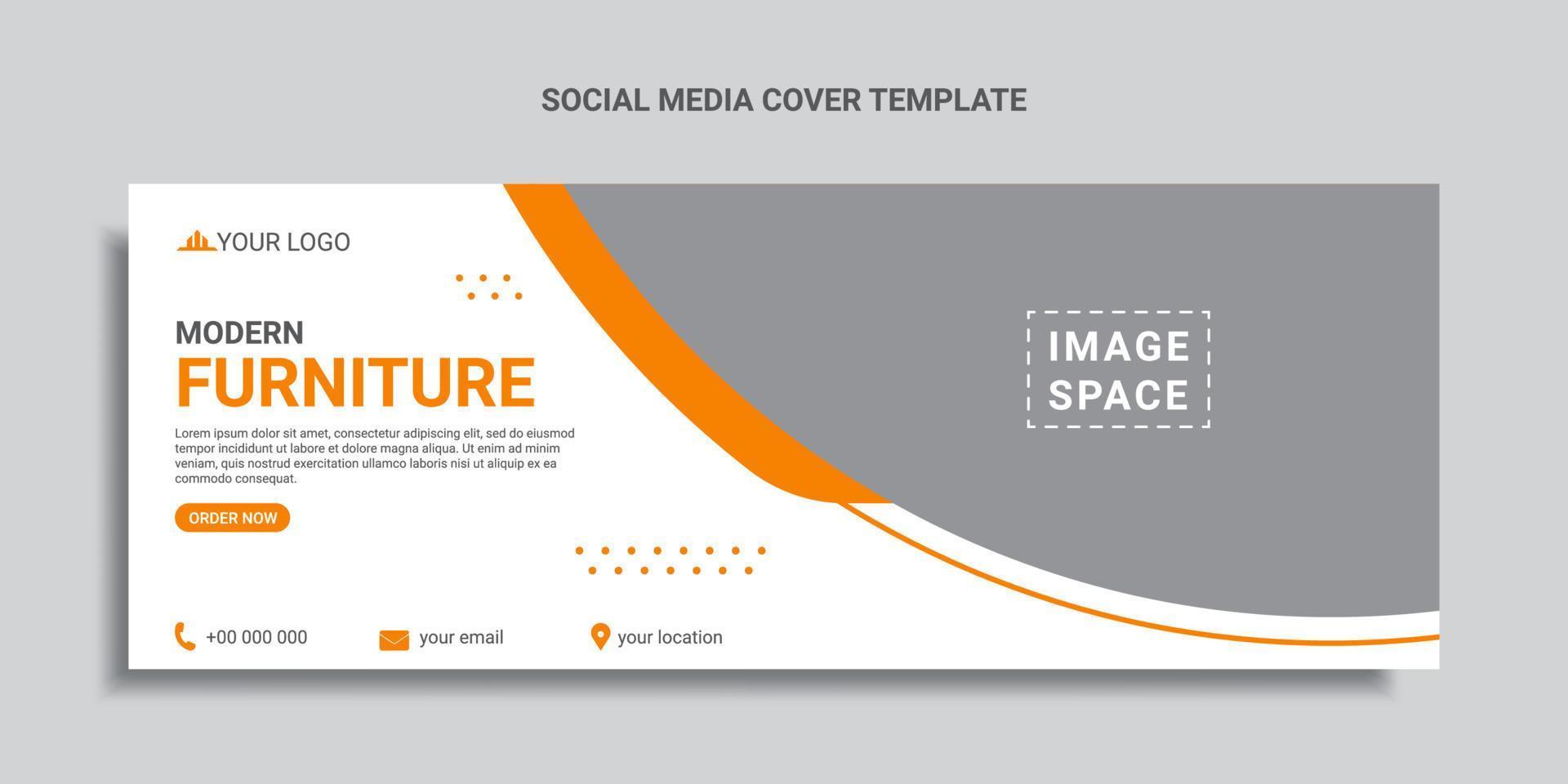 modern furniture social media cover design or web banner template vector