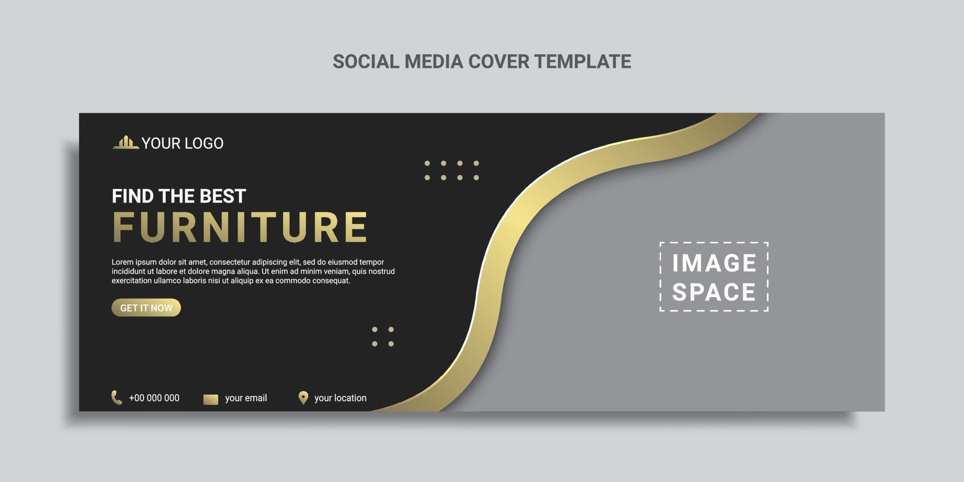 furniture sale social media cover design or web banner vector