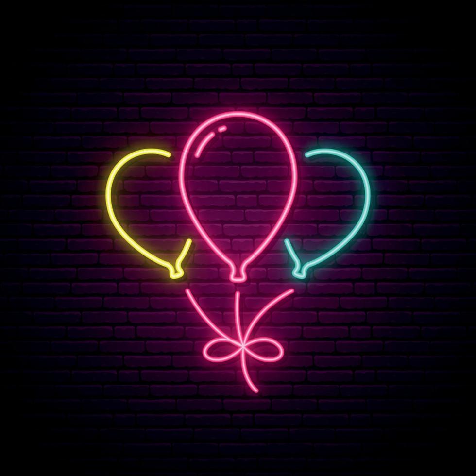 Balloons neon sign. vector