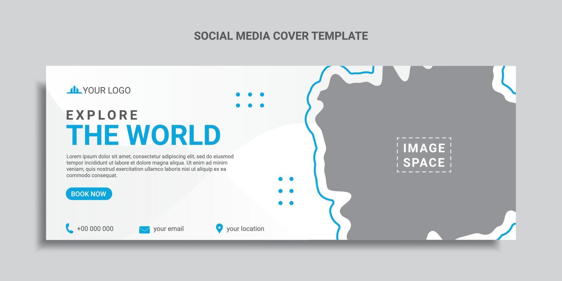 diseño plano de portada de redes sociales de viaje o banner web vector