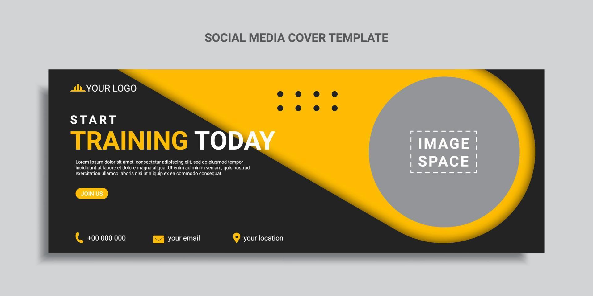 fitness social media cover design or web banner template vector