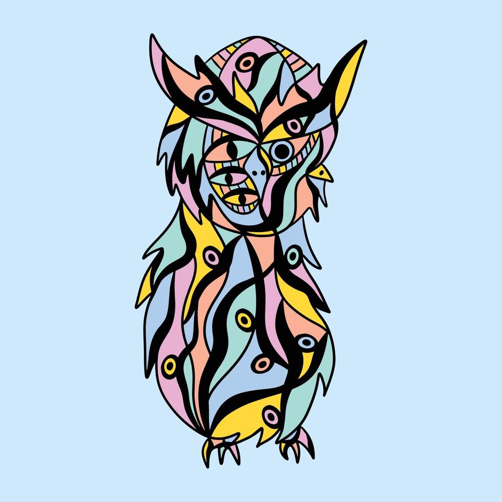unique creative animal owl ornamental design abstract colorful cubism surrealism style artwork premium vector