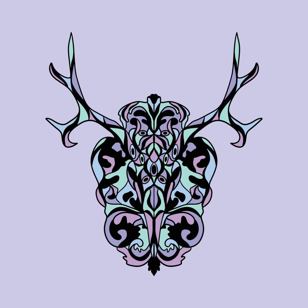 unique skull head ornamental design abstract colorful cubism surrealism style artwork premium vector
