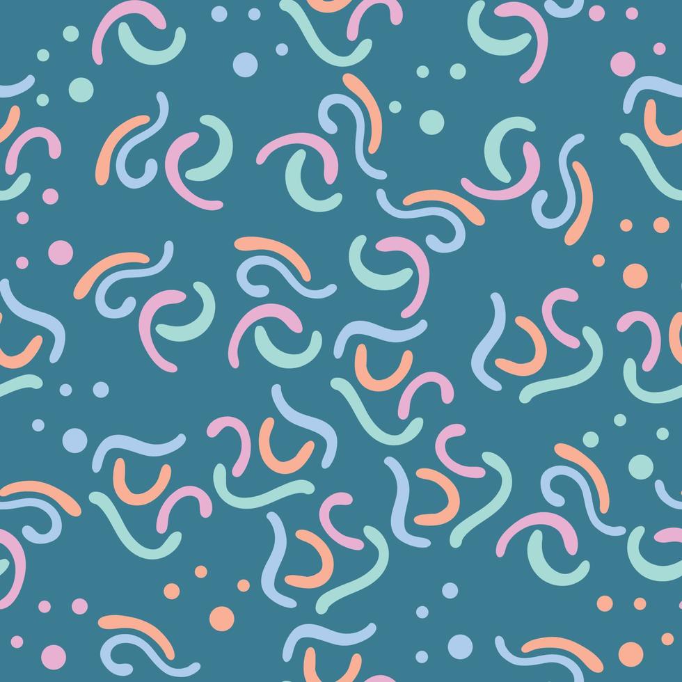 Cute chibi abstract lines soft colorful seamless pattern doodle kids baby kawaii cartoon vector