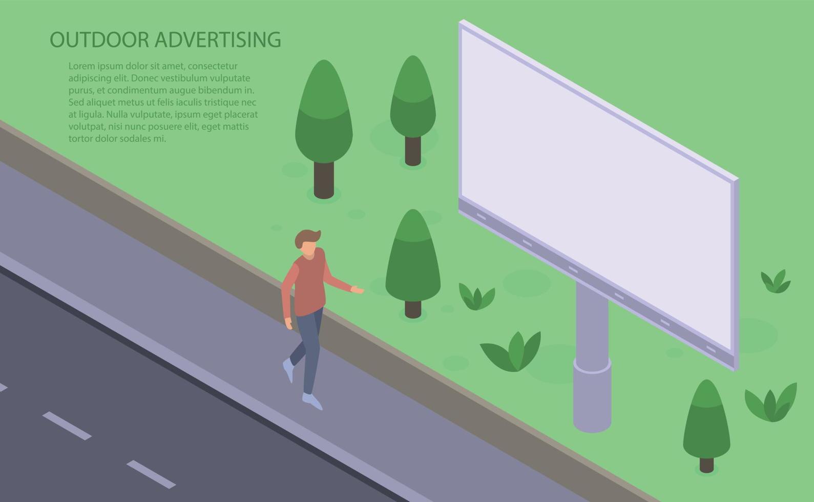 Outdoor advertising banner, isometric style vector