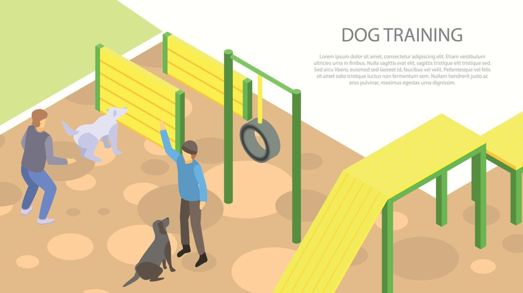 banner de concepto de entrenamiento de perros, estilo isométrico vector