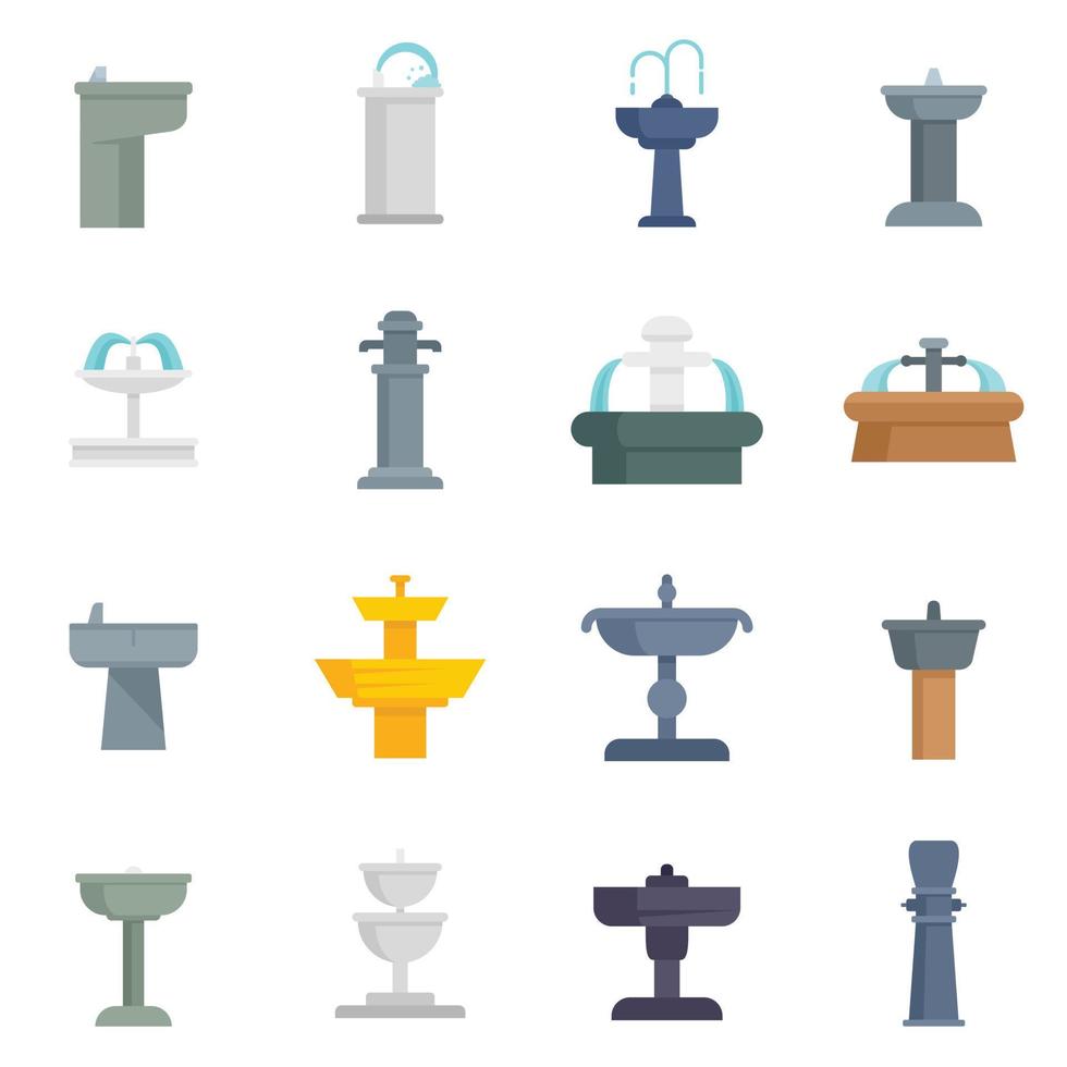 fuente de agua potable iconos conjunto vector plano aislado