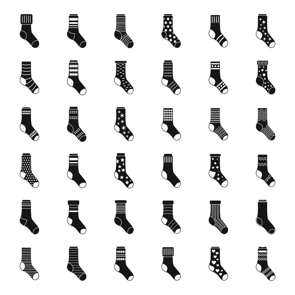 conjunto de iconos de calcetines de moda, estilo simple vector