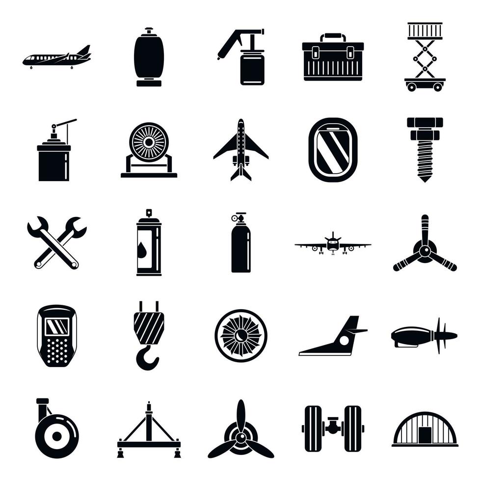 Aviation repair icons set, simple style vector