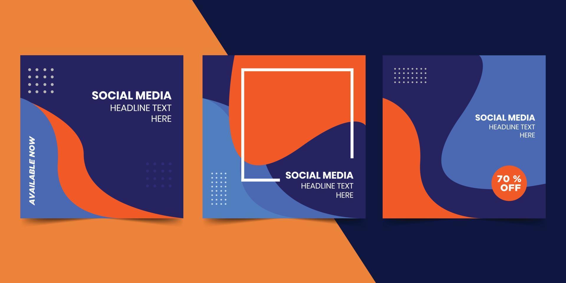 Blue Orange Background Sales Instagram Post Template. vector