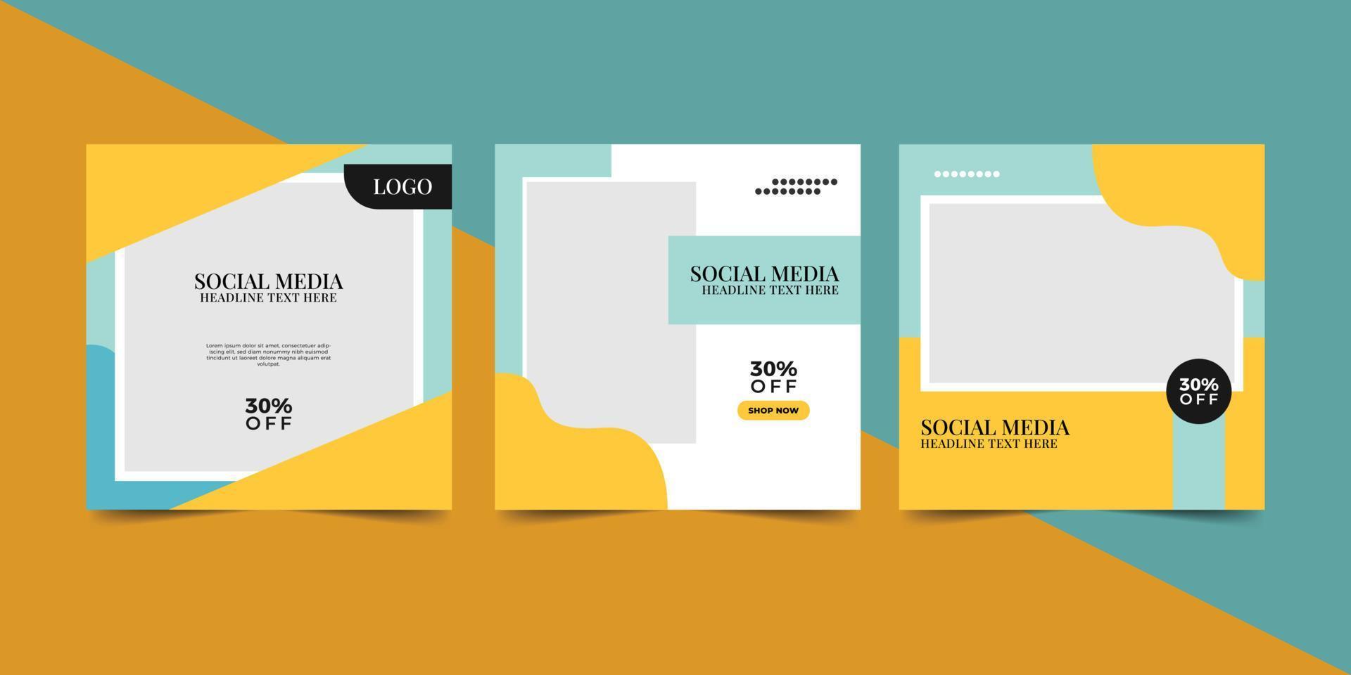 Yellow Tosca Background Sales Instagram Post Template. vector