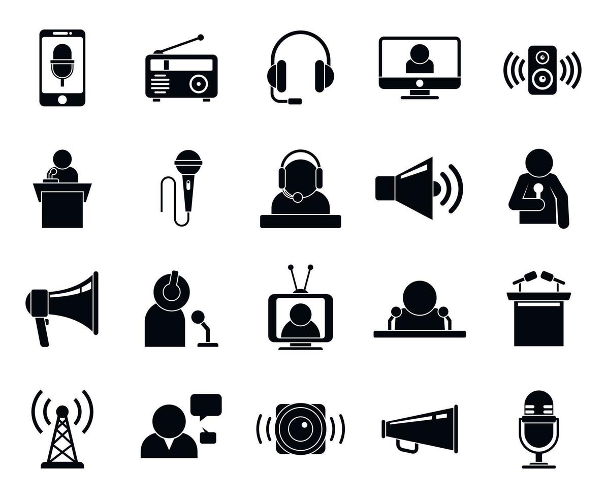 Announcer icons set, simple style vector