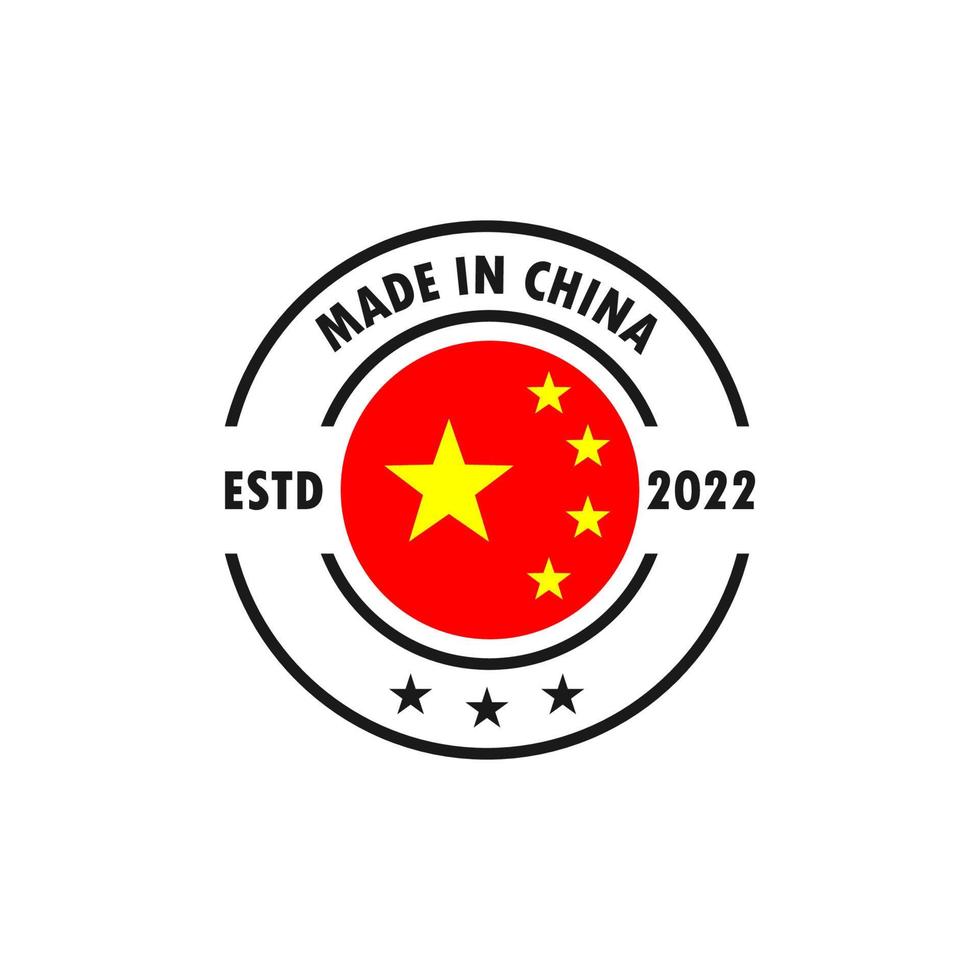 Design label made in china. Vector illustration.
