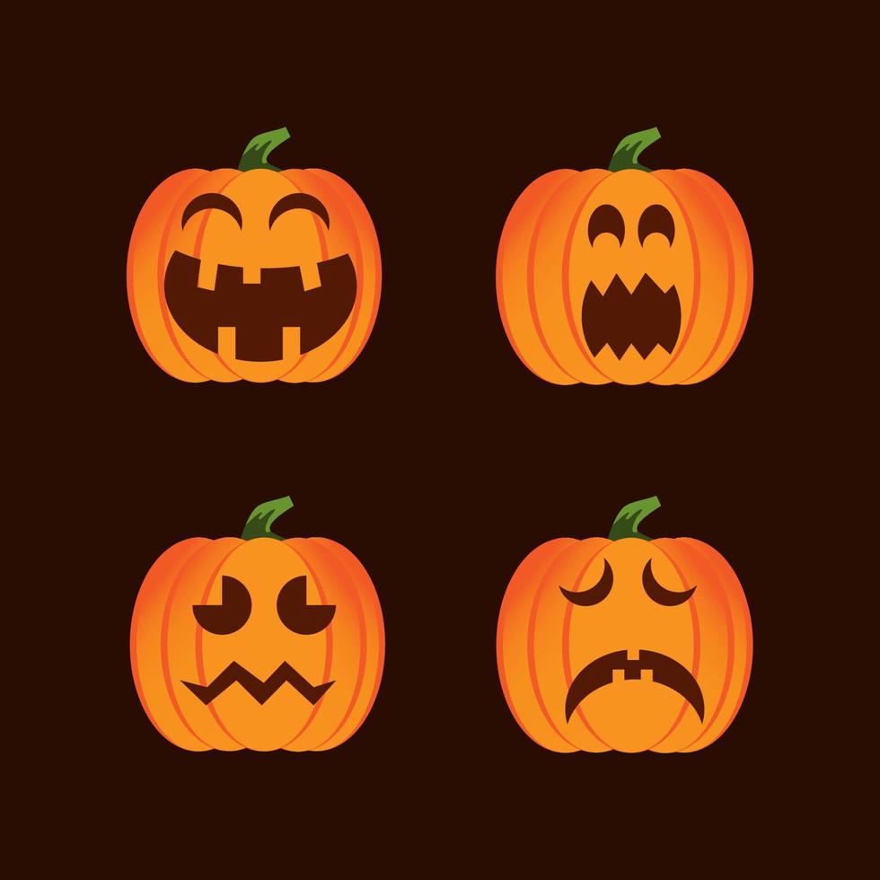 Set of illustration face halloween with emotionals. vector