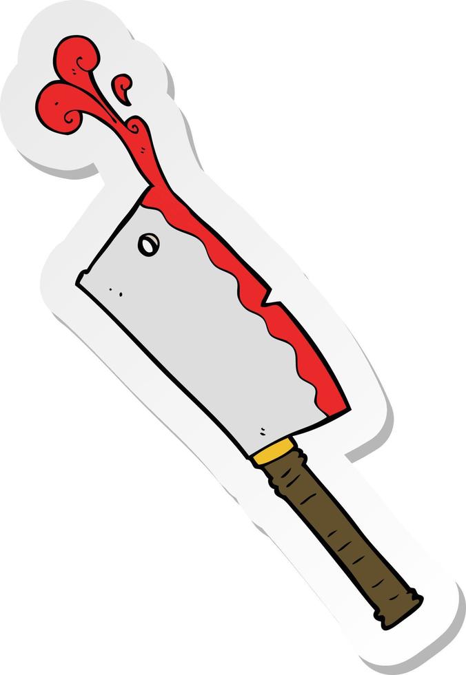 sticker of a cartoon meat cleaver vector