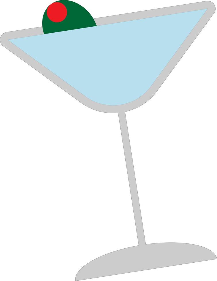 Cocktail glass with olive. vector