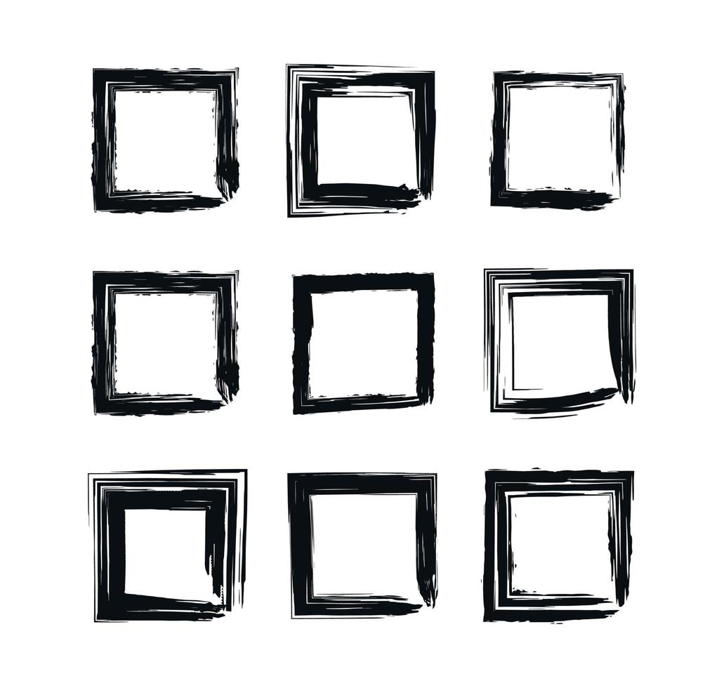 Vector black paint, ink brush stroke, brush, line, or texture. Dirty artistic design element, box, frame.