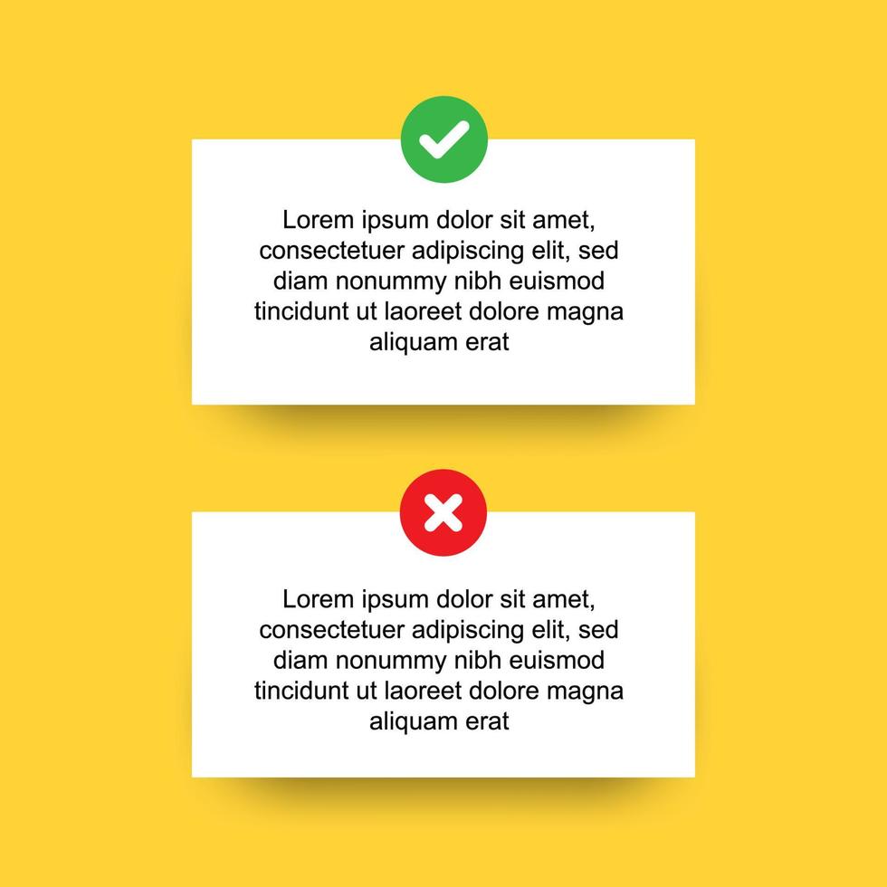 don t and don ts information signs. flat cartoon linear customer complaint. concept of answer the question like bad vs good buttons vector