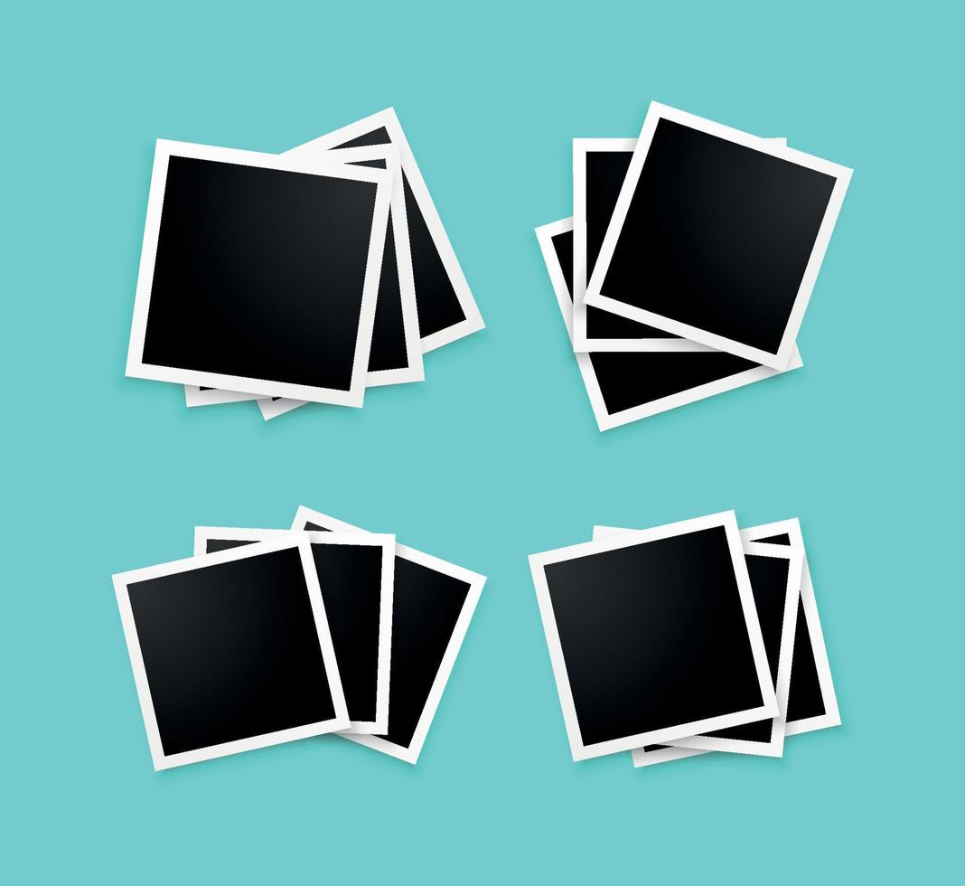 seven photo frames on transparent background design vector