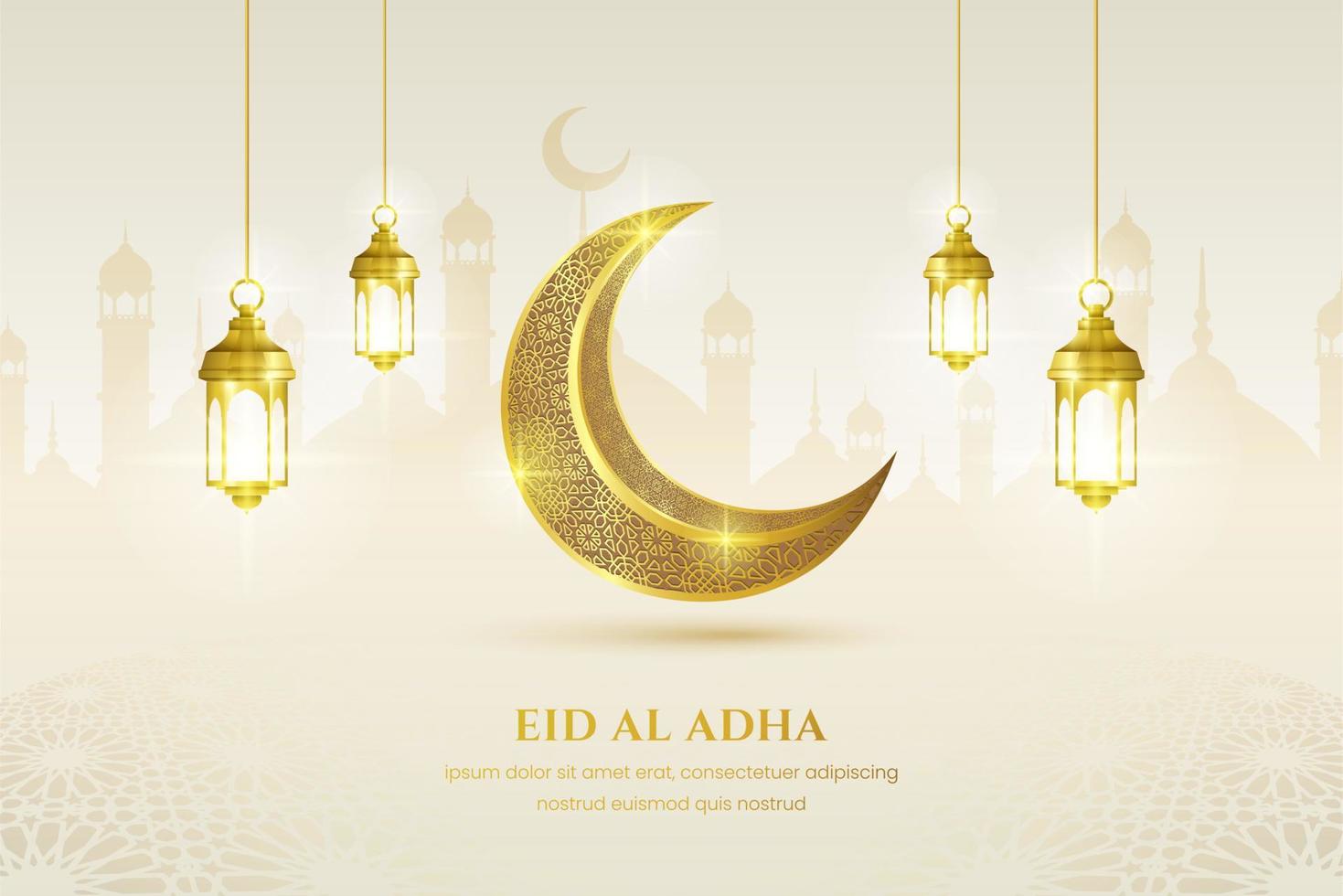 Eid Mubarak Islamic greeting card, poster, banner design, vector illustration