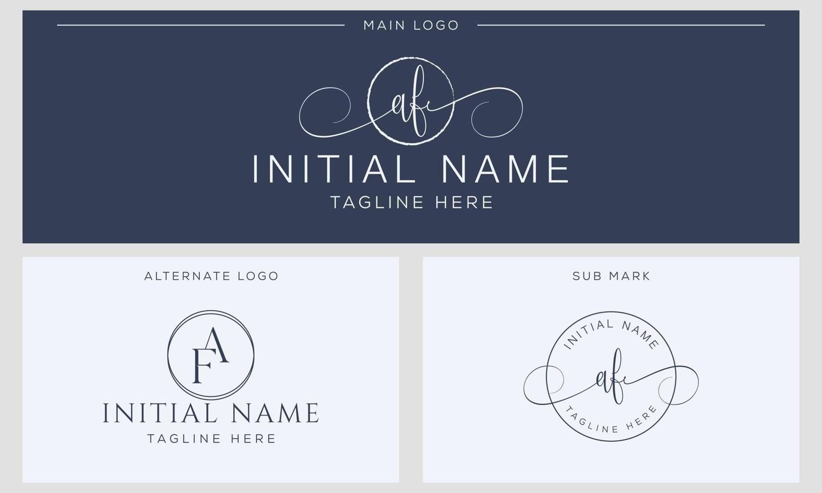 A F F A Initial handwriting signature logo template vector. Hand lettering for designs vector