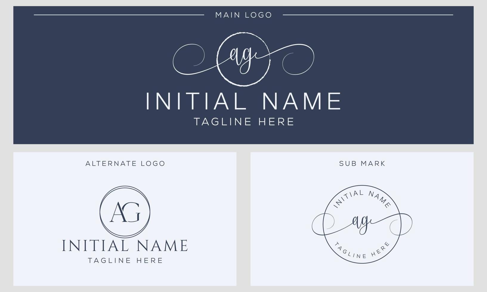 A G G A Initial handwriting signature logo template vector. Hand lettering for designs vector