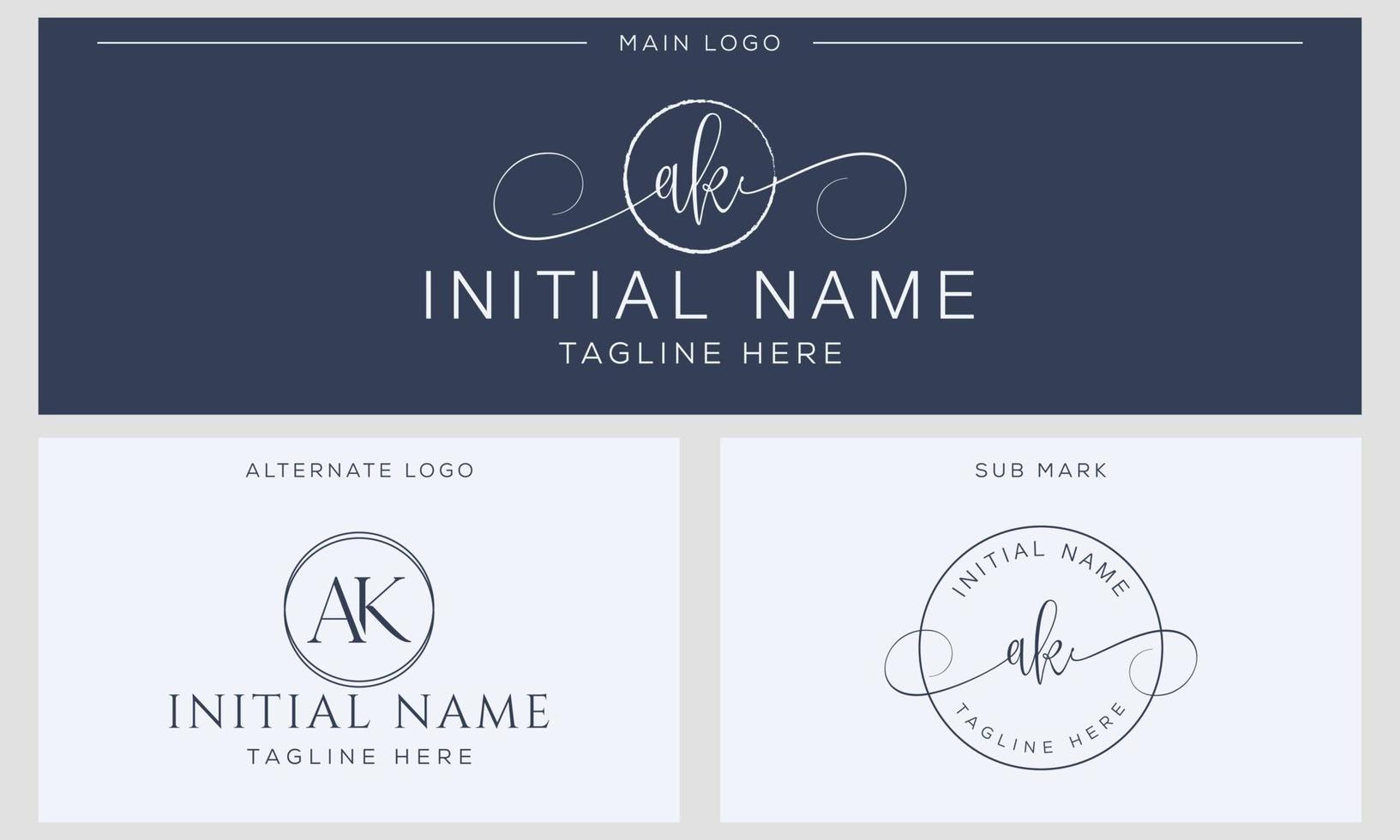 A K KA Initial handwriting signature logo template vector. Hand lettering for designs vector