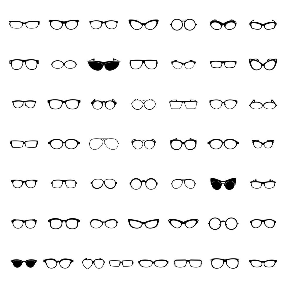 Glasses icons set, simple style vector
