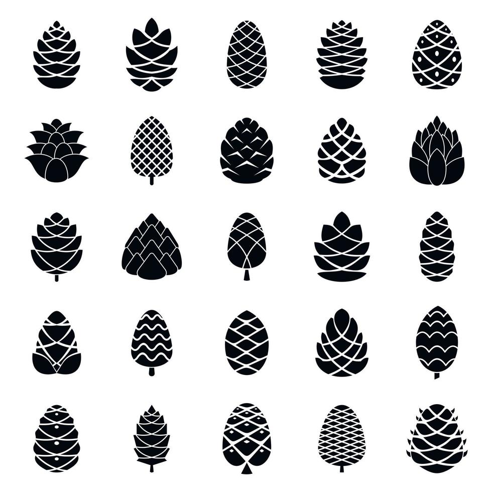 Pine cone icons set, simple style vector