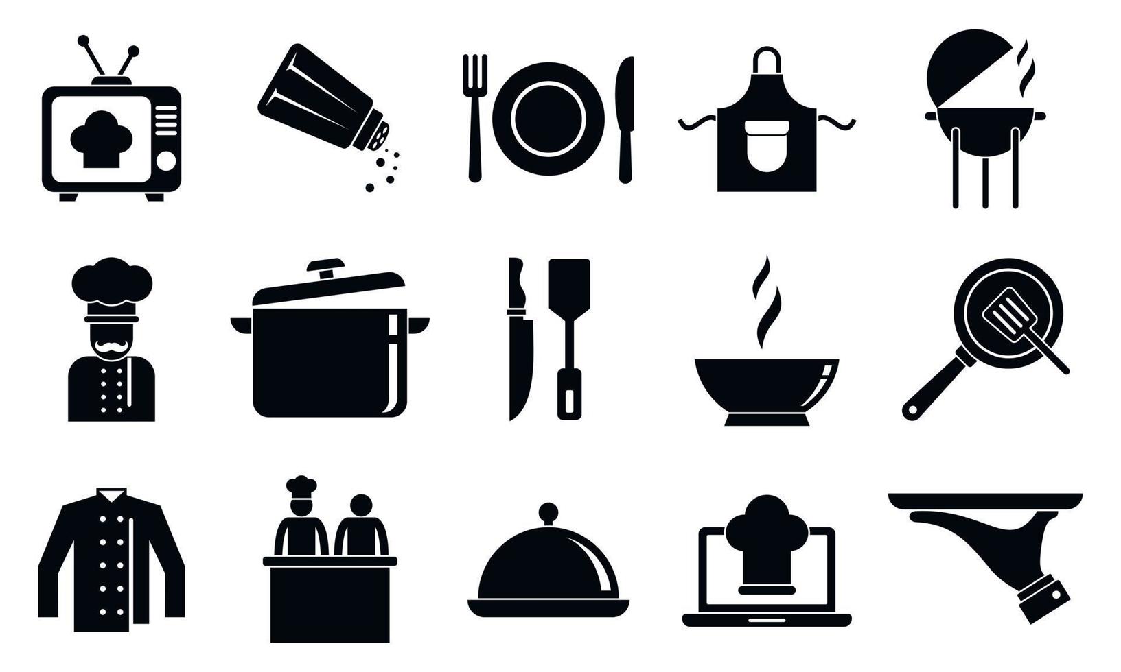 Cooking show icons set, simple style vector