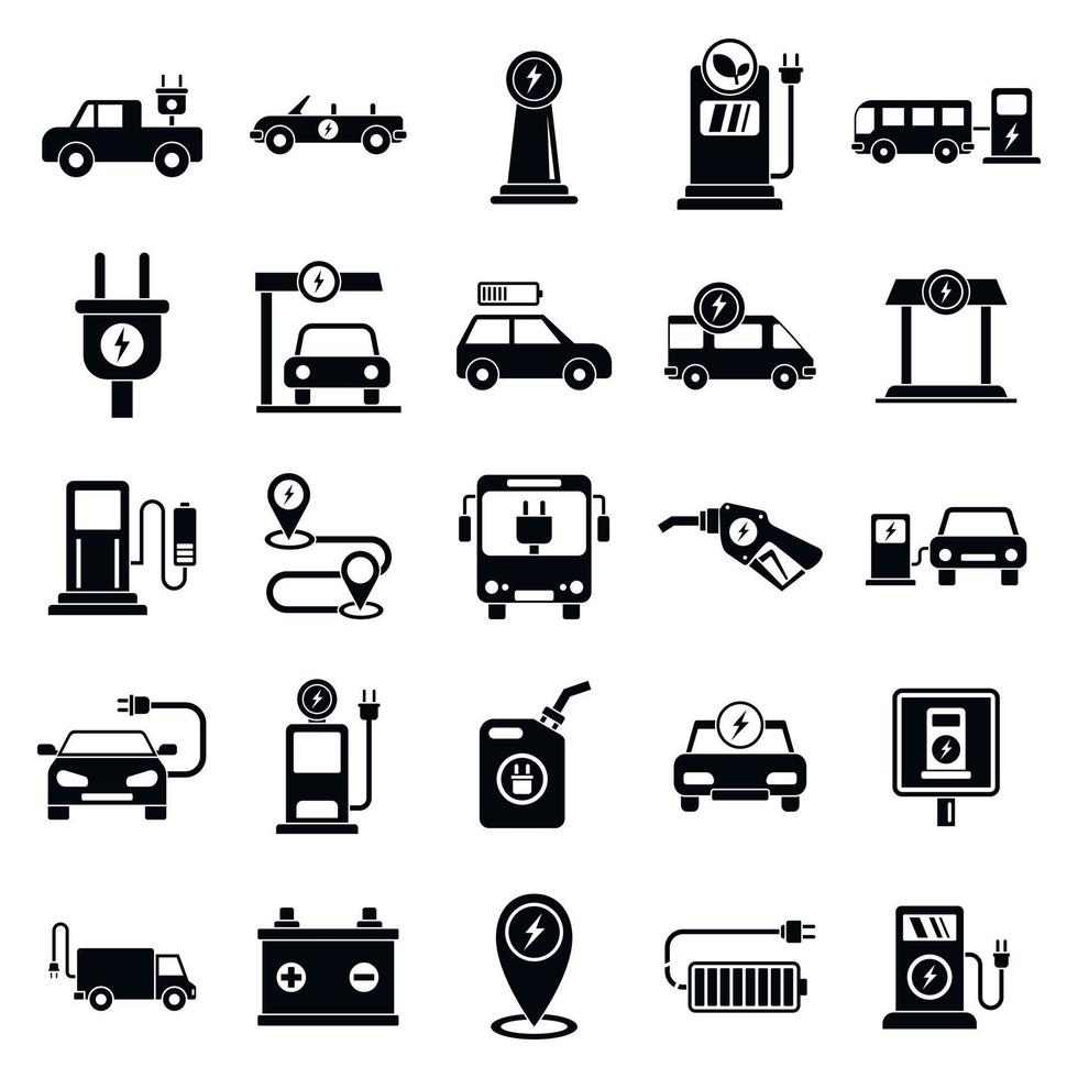 Electrical refueling icons set, simple style vector