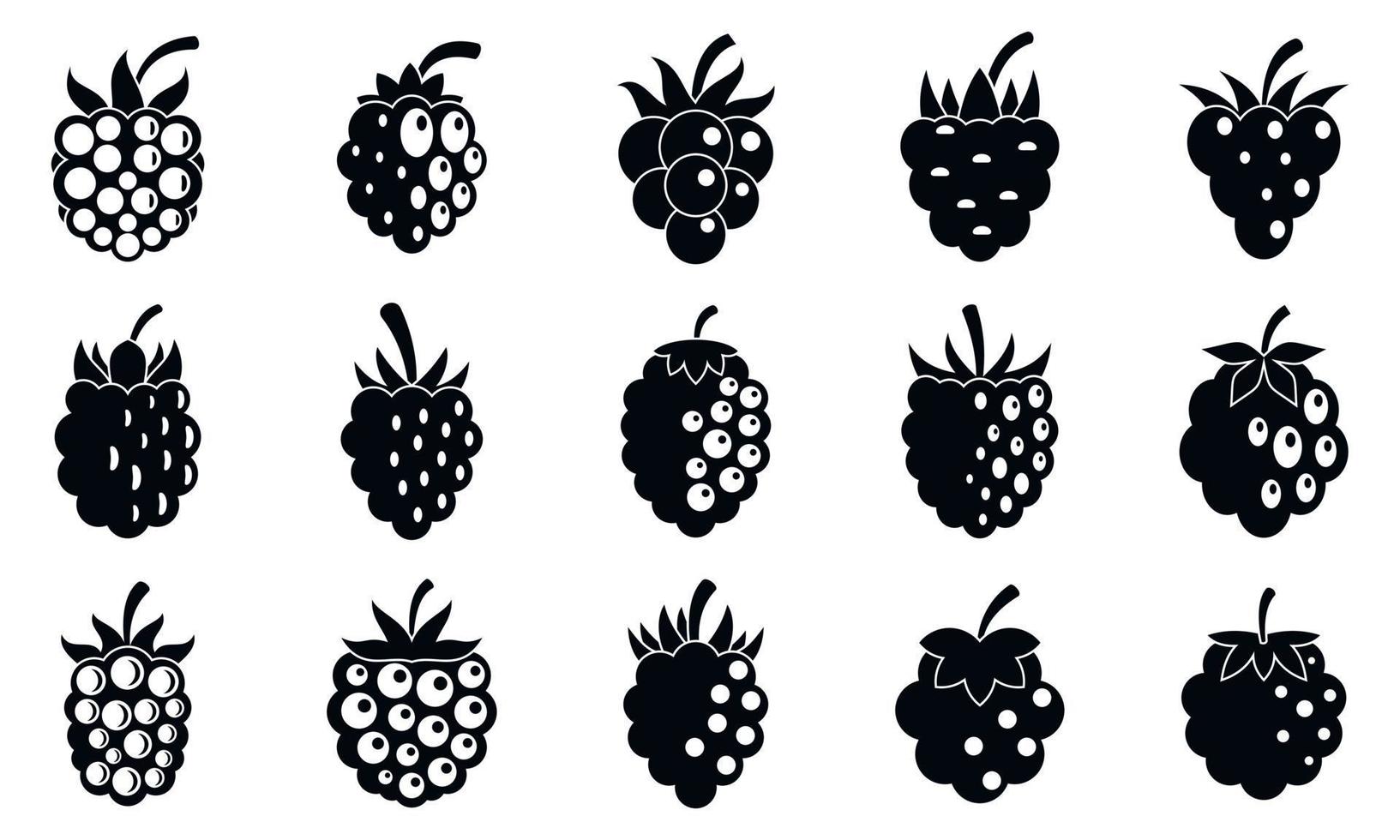 Delicious blackberry icons set, simple style vector