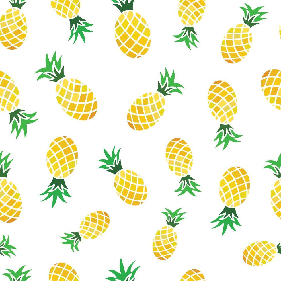 cute summer seamless pattern with hand drawn pineapples on white background. Textile, fabric print, wallpaper, wrapping paper, stationary, scrapbooking, product package design. festive background. vector