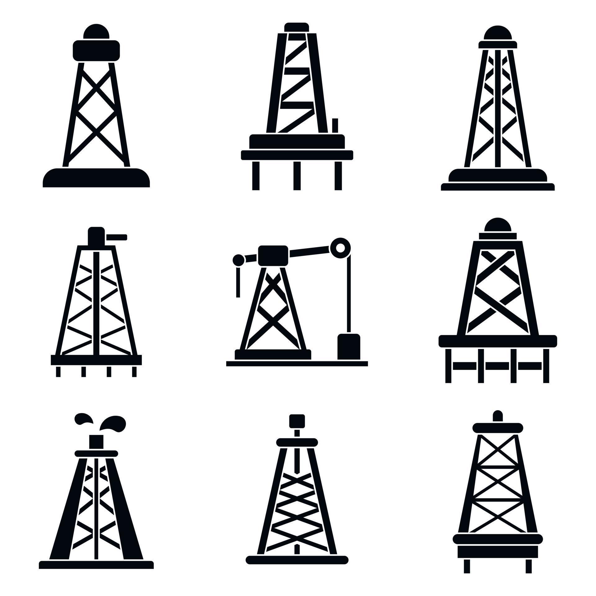 Derrick icons set, simple style 8882985 Vector Art at Vecteezy