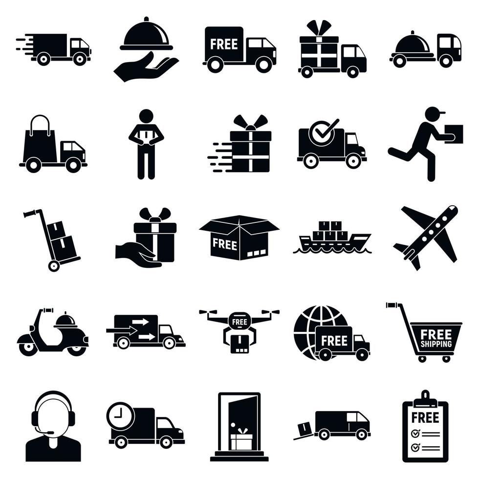 Free shipping icons set, simple style vector