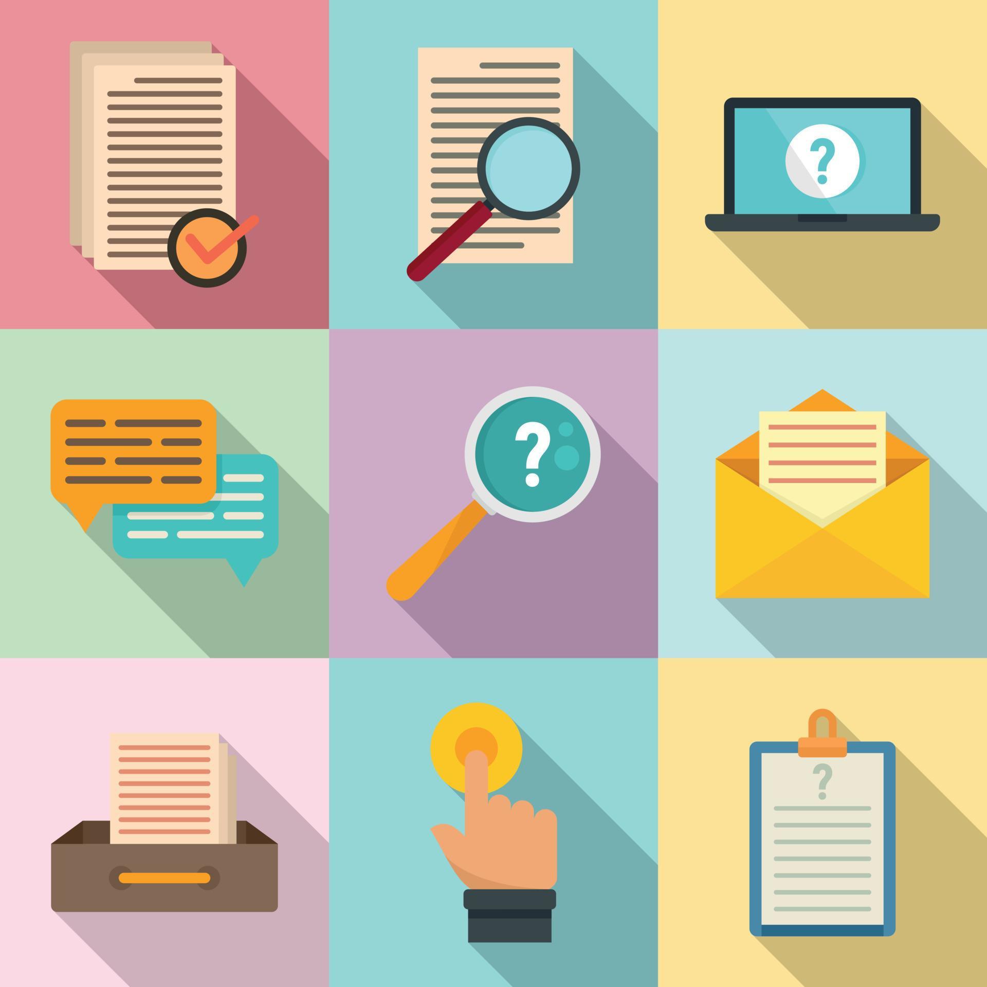 Request icons set, flat style 8883030 Vector Art at Vecteezy