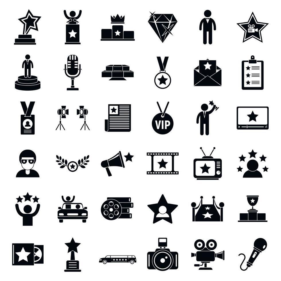 conjunto de iconos de celebridades, estilo simple vector