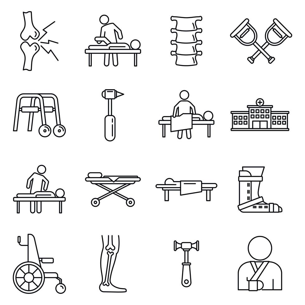 Medical chiropractor icons set, outline style vector