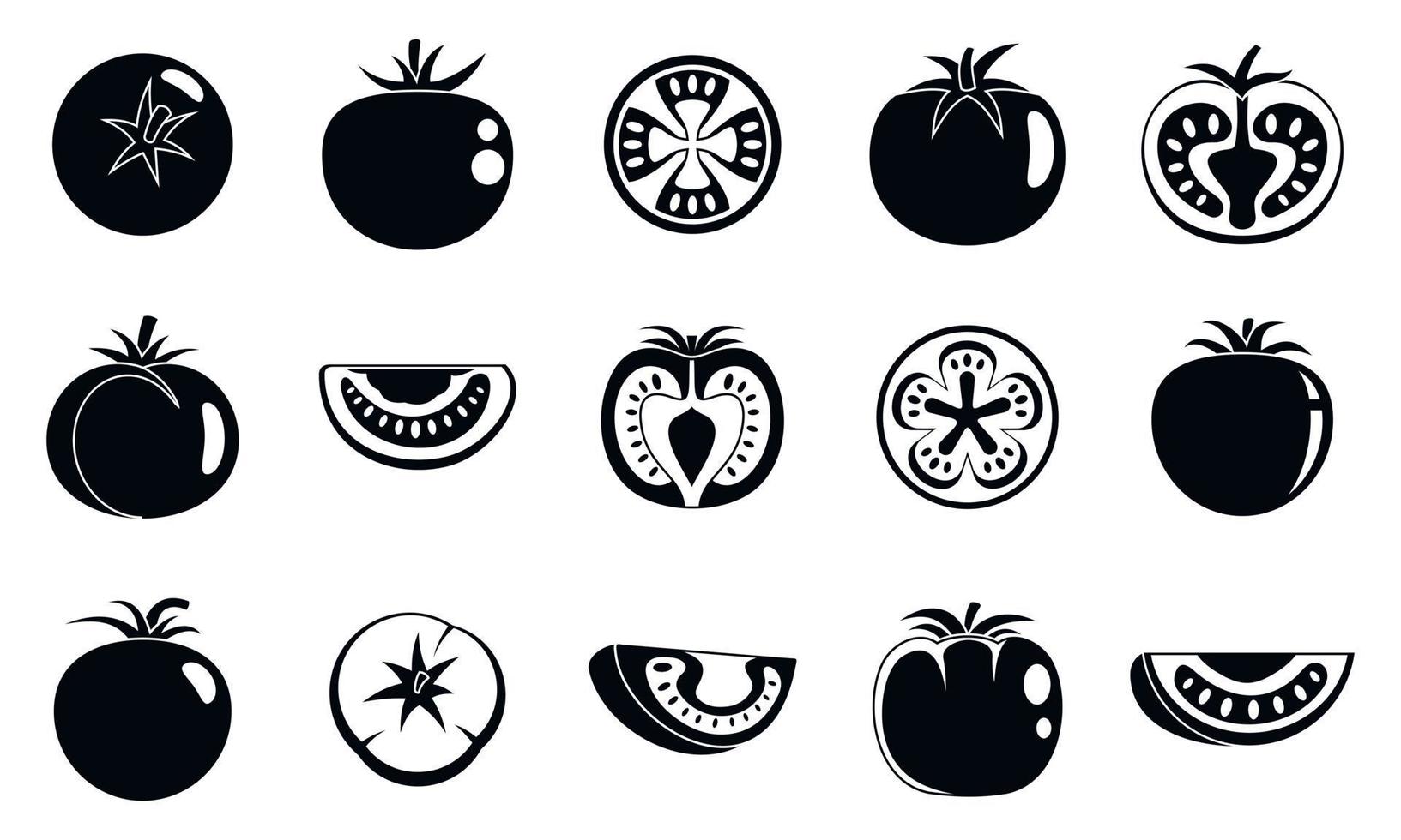 Garden tomato icons set, simple style vector