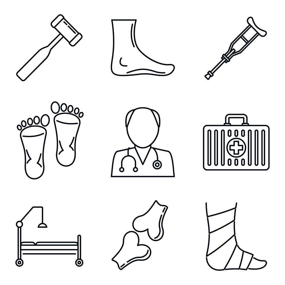Podiatrist care icons set, outline style vector