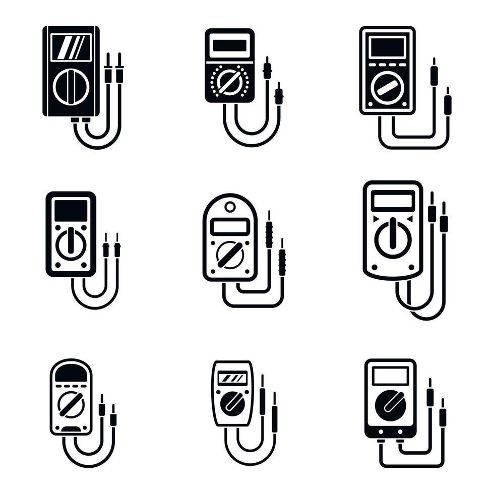 conjunto de iconos digitales de multímetro, estilo simple vector
