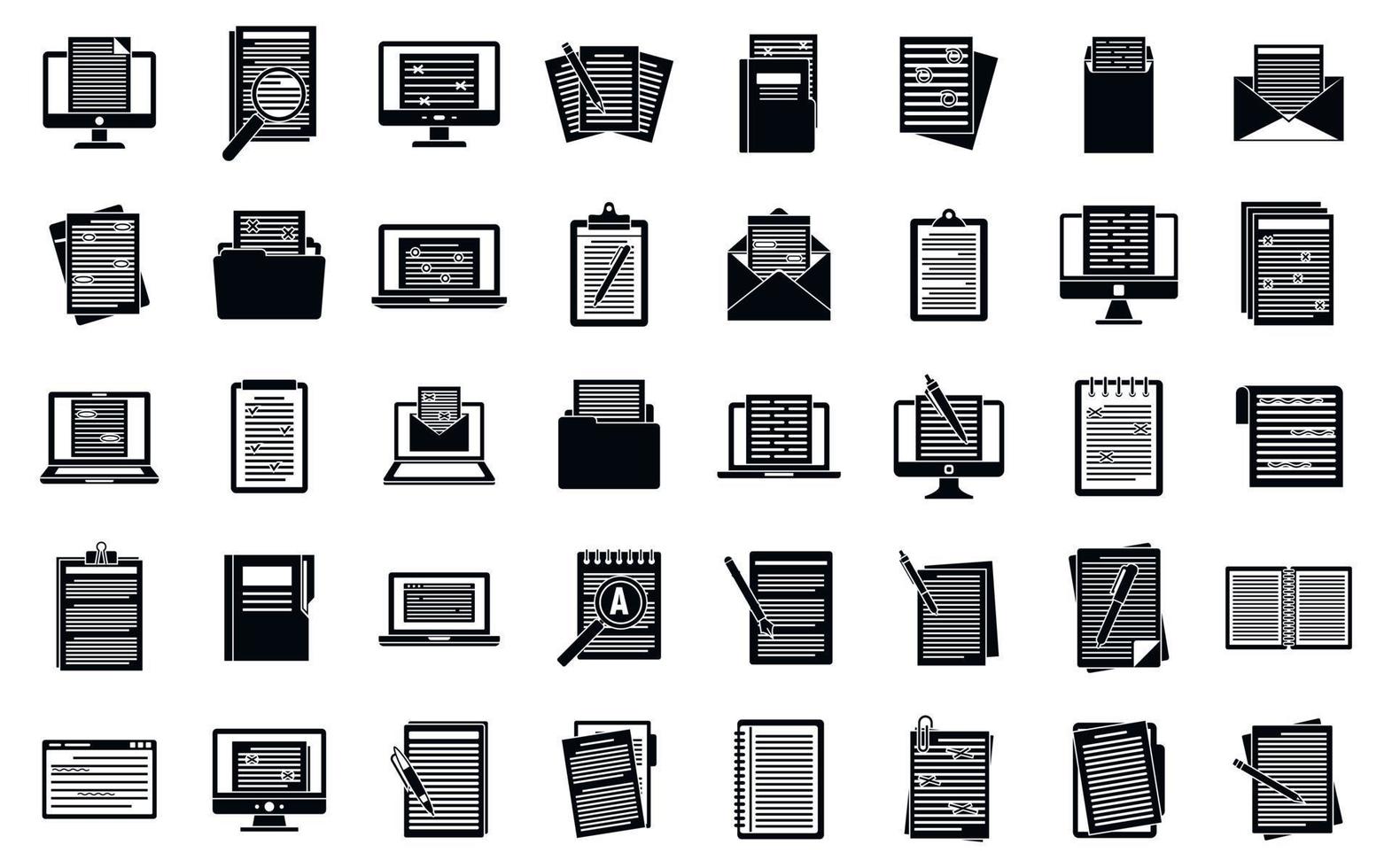 Editor document icons set, simple style vector